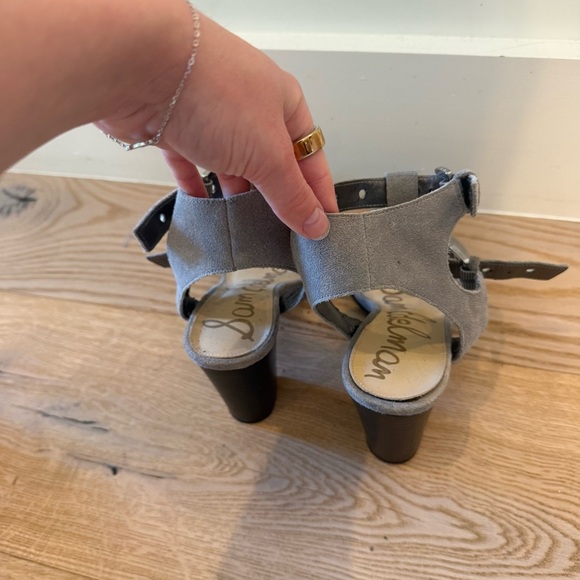 Sam Edelman Women's Eyda Gray Suede Dress Strappy Sandal Sz 8 Chunky Heel Punk - Picture 8 of 11